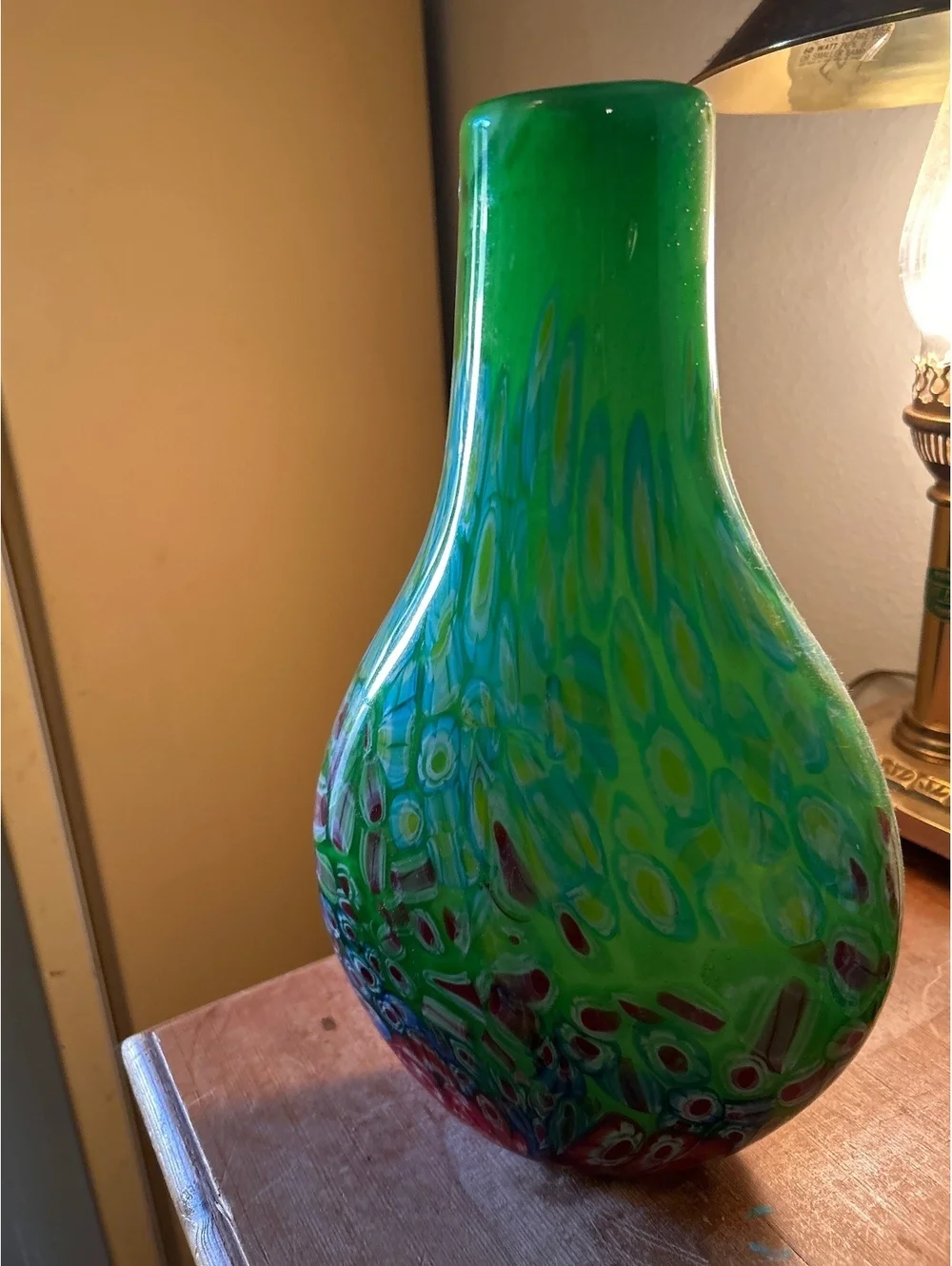 Art Glass Decorative Vase with Multicolor Millefiori Design